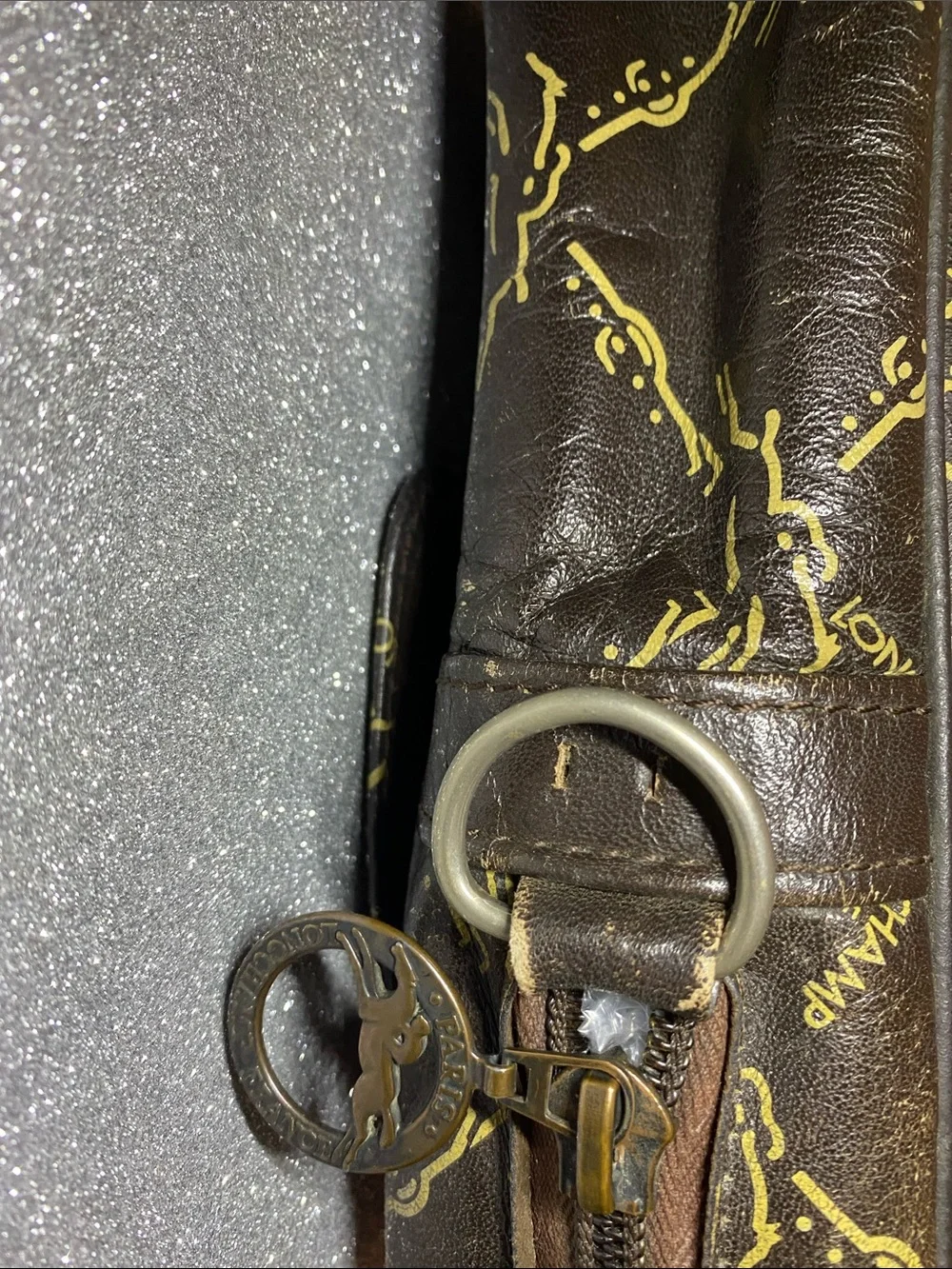 Longchamp Vintage Brown Leather Horse Motif Purse